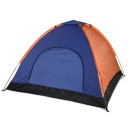 Kempingový stan pro 3-4 osoby 200 x 200 x 130 cm rip-stop polyester s PA zátěrem modro-oranžový na kempování a turistiku s moskytiérou 2