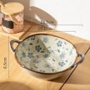 Keramická miska na polievku s uchami kvetinový vzor 23,5 cm keramika biela modrý dekor miska na šalát cestoviny a servírovanie 2
