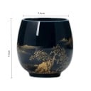 Keramický hrneček 180 ml, šálek na čaj a kávu 7,2 × 5,6 cm z keramiky tmavě modrý se zlatým dekorem krajiny pro domácí použití 4