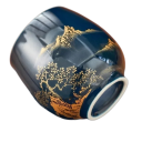 Keramický hrneček 180 ml, šálek na čaj a kávu 7,2 × 5,6 cm z keramiky tmavě modrý se zlatým dekorem krajiny pro domácí použití 5