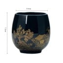 Keramický hrneček 180 ml, šálek na čaj a kávu 7,2 × 5,6 cm z keramiky tmavě modrý se zlatým dekorem stavby a krajiny 2