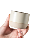 Keramický hrneček 180 ml, šálek na čaj a kávu z keramiky béžovo-hnědý s matným povrchem bez ucha pro domácí použití 2