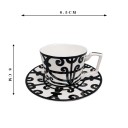 Keramický hrneček s ornamentálním vzorem 220 ml 8,5 x 8 cm šálek s podšálkem pro podávání kávy a čaje 4