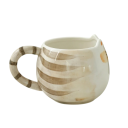 Keramický hrnek s kočičím motivem 380 ml kulatý šálek na kávu krémový s hnědými pruhy pro domácí použití 2