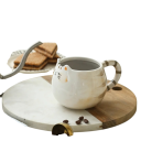 Keramický hrnek s kočičím motivem 380 ml kulatý šálek na kávu krémový s hnědými pruhy pro domácí použití 5