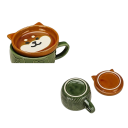 Keramický hrnek s motivem psa 300 ml šálek na kávu zeleno hnědý s ouškem a dekorací pro domácí použití i servírování 3