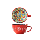 Keramický hrnek s vnitřním malováním a kytkovaným motivem 600–700 ml keramika 15 × 12,5 × 7,4 cm na kávu čaj i velké nápoje 4