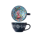 Keramický hrnek s vnitřním malováním a kytkovaným motivem 600–700 ml keramika 15 × 12,5 × 7,4 cm na kávu čaj i velké nápoje 3