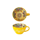 Keramický hrnek s vnitřním malováním a kytkovaným motivem 600–700 ml keramika 15 × 12,5 × 7,4 cm na kávu čaj i velké nápoje 2