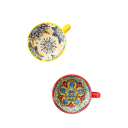 Keramický hrnek s vnitřním malováním a kytkovaným motivem 600–700 ml keramika 15 × 12,5 × 7,4 cm na kávu čaj i velké nápoje 7