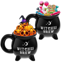 Keramický hrnek ve tvaru kotlíku s nápisem witches brew 350 ml keramika černý 13 × 9,2 cm na kávu čaj i dekoraci 5