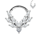 Kerek ezüst piercing ezüst kövekkel és ezüst részletekkel 10 x 1,2 mm Rozsdamentes acélból Elegáns ékszer mindennapi viseletre 1