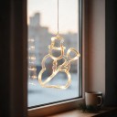 Kerst Hangend LED Licht Sneeuwpop 21 x 15 cm Op AAA Batterijen Met Zuignap Verlichtende Sneeuwpop Met Bezem Warm Wit Voor Raam en Deuren 2