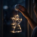 Kerst Hangende LED Licht Engel 21 x 12 cm Op AAA Batterijen Met Zuignap Verlichtende Engel Met Vleugel Warm Wit Decoratie Voor Raam en Deuren 3