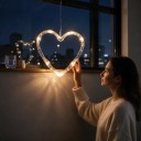Kerst Hangende LED Licht Hart 17 x 13 cm Op AAA Batterijen Met Zuignap Verlicht Hart Warm Wit Voor Raam Deuren en Voor Valentijn 5