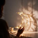 Kerst Hangende LED Licht Maan 20 x 15 cm Op AAA Batterijen Met Zuignap Verlichtende Decoratie Warm Wit Voor Venster In Kamer en Etalages 3