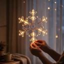 Kerst Hangende LED Licht Sneeuwvlok 19 x 18 cm Op AAA Batterijen Verlichtende Vlok Warm Wit Winterdecoratie Voor Raam Deuren en Etalage 4