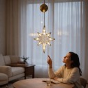 Kerst Hangende LED Licht Ster 27 x 23 cm Achtpuntige Op AAA Batterijen Met Zuignap Grote Verlichte Ster Warm Wit Voor Raam en Etalage 5