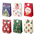 Kerstcadeau zakjes 12 stuks 22 x 12 x 8 cm Retro design met kerstmotieven Papieren zakjes met stickers 6 soorten 1