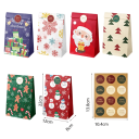 Kerstcadeauszakken 24 stuks 22 x 12 x 8 cm Retro design met kerstmotieven Papieren zakken met stickers 6 soorten 5