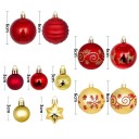 Kerstset 44 stuks versieringen 3 - 6 cm Roodgouden ballen en sterren voor de kerstboom Verschillende maten voor feestelijke decoratie 3