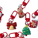 Kerstsleutelhangers 2,3 x 6,8 cm 10 stuks Schattige hangers Santa sneeuwman peperkoek kerstboom eland Kleurrijke kerstcadeaus 6