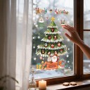 Kerststickers voor het raam Herbruikbaar Merry Christmas Sneeuwboom Santa en sneeuwpop Groene Raamdecoratie 2
