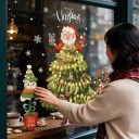 Kerststickers voor het raam Herbruikbaar Santa verkleed als kerstboom Sneeuwman en rendier in bloempot Groene Raamdecoratie 5