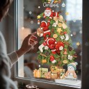 Kerststickers voor het raam Herbruikbare kerstmannen klimend op de kerstboom Sneeuwpop en cadeaus Groene Etalagedecoratie 5