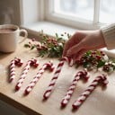 Kerstversieringen Suikerstokken 6 stuks Met gouden sluiting en lus Hoogte 14 cm Glanzend gedraaid patroon Rood-witte kleur Voor de kerstboom 3