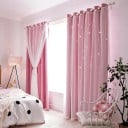 Két rétegű gyerekfüggöny csillagokkal Fényzáró függönyök áttetsző függönyökkel 132 x 160 cm 7