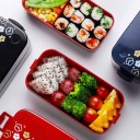 Két szintes bento ételdoboz elválasztóval Virágmintás fedél és oldalsó klipszek űrtartalom 750 ml Műanyag 16,8 x 8,3 x 7,4 cm 6