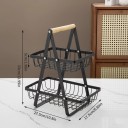 Két szintes tárolókosár élelmiszerekhez 33 × 27,5 × 17,5 cm fém fekete gyümölcs, snack és konyhai készletek állvány 3