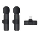 Két vezeték nélküli, hajtókára akasztható mikrofon szett USB C vevővel Androidhoz, automatikus párosítással, zajszűréssel és egyszerű 1