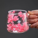Kétfalú üveghenger 200 ml virágmintával 9 × 8 × 7,5 cm kávé, tea, tej, átlátszó ivóedény 10