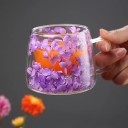 Kétfalú üveghenger 200 ml virágmintával 9 × 8 × 7,5 cm kávé, tea, tej, átlátszó ivóedény 4