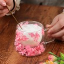 Kétfalú üveghenger 200 ml virágmintával 9 × 8 × 7,5 cm kávé, tea, tej, átlátszó ivóedény 5