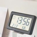 Kevyt ja ohut digitaalinen lämpömittari ja kosteusmittari kellolla 9,6 x 1 x 5,8 cm Suuri LCD-näyttö Pöytä- ja seinäkäyttöön Musta 4