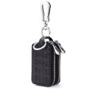 Key Case with Two Zippered Compartments Metal Carabiner and Ring Genuine Leather with Crocodile Pattern Embossing Fits in Pocket 1