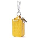 Key Case with Two Zippered Compartments Metal Carabiner and Ring Genuine Leather with Crocodile Pattern Embossing Fits in Pocket 5