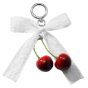 Keychain Lace Imitation Pearls Bow with Cherries Decorative Keyring Handbag Backpack Romantic Accessory 2
