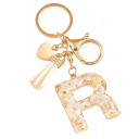 Keychain with White Initials and Heart 4 cm Resin Keyring Decorative Accessory for Handbag Backpack Gift 17