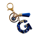 Keyring 4 cm Resin Keychain Blue Initials and Protective Eye Decorative Accessory for Handbag Backpack Gift for Women 7