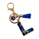 Keyring 4 cm Resin Keychain Blue Initials and Protective Eye Decorative Accessory for Handbag Backpack Gift for Women 12