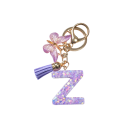 Keyring 4 cm Resin Keychain Purple Initials and Butterfly Decorative Bag Charm Gift for Women 27