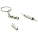 Keyring with Screwdrivers 3-in-1 for Glasses and Small Repairs – Set of 2 with Cross, Flat and Hexagonal Tip 3