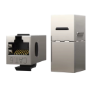 Keystone spojka RJ45 CAT6A stíněná 8P8C 10Gbps kovová stříbrná 180° modul pro propojení ethernet kabelů PC router 1