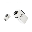 Keystone spojka RJ45 CAT6A tienená 8P8C 10Gbps kovová strieborná 180° modul pre prepojenie ethernet káblov PC router 4