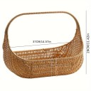 Kézzel szőtt fonott kosár 37 x 29 cm világosbarna gyümölcs- és kenyérkosár fogantyúval szállításhoz és tálaláshoz 4