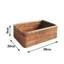 Kézzel szőtt tároló kosár 30 x 20 x 9 cm Praktikus dekoratív doboz apróságokhoz, kozmetikumokhoz, a háztartás rendezéséhez 4